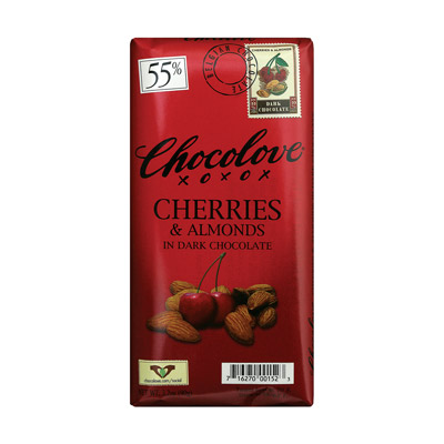 Cherries & Almonds in Dark Chocolate 55% Cocoa Content