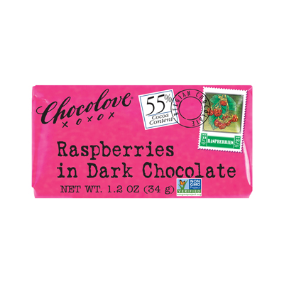 Mini Raspberries in Dark Chocolate 55% Cocoa Content