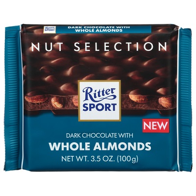 RITTER SPORT DARK CHO WHOLE ALMOND #7089