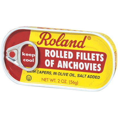 Rolled Fillets of Anchovies with Capers in Olive Oil