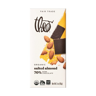 Organic Chocolate Bars : Salted Almond 70% Dark