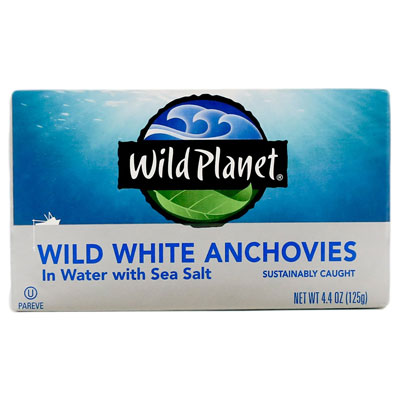 Wild White Anchovies in Water with Sea Salt